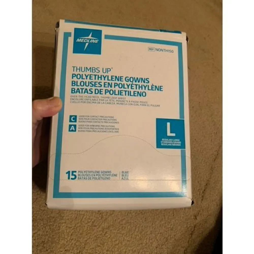 Medline Size Large Polyethylene Gowns 15 Pack *New*